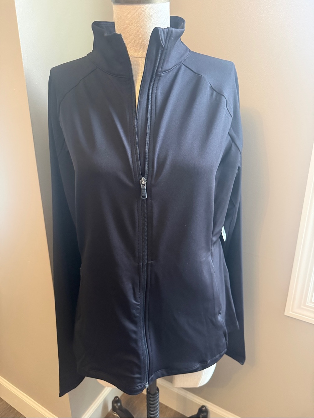 Tek Gear Athletic Black Full-Zip Bomber Jacket